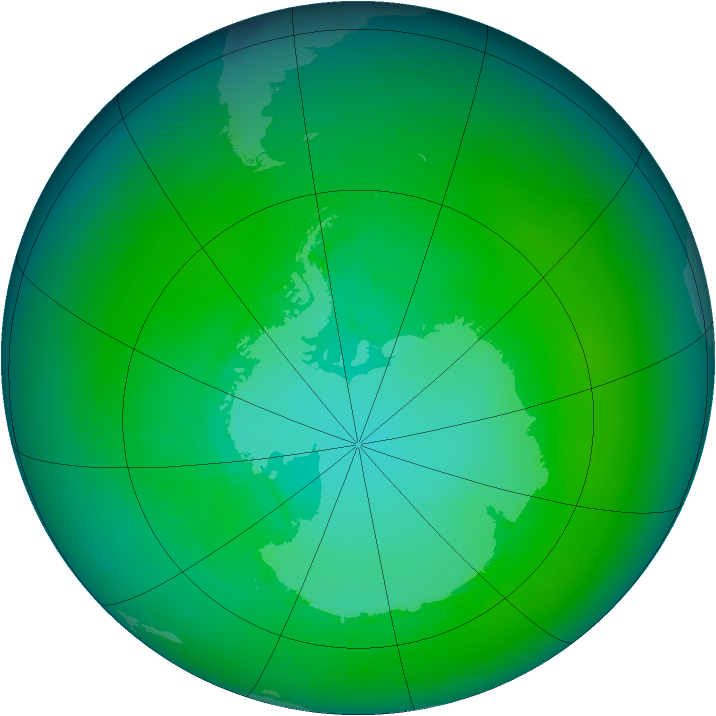 Antarctic ozone map for January 1985